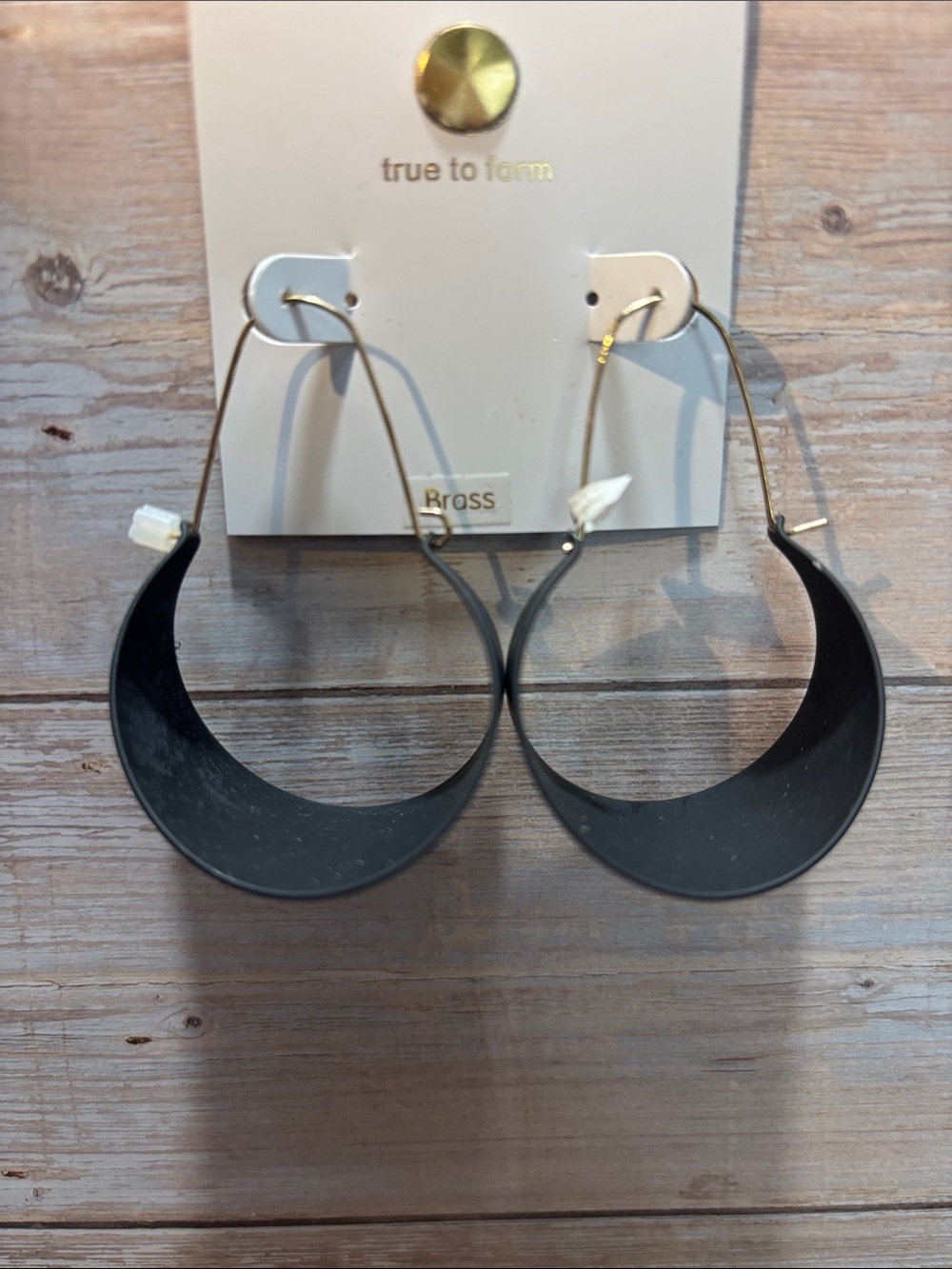 True to form Brass Crescent Hoop Earrings - Black